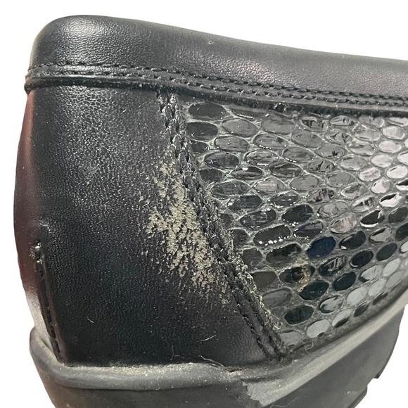 Aquatalia Snakeskin Embossed Leather Penny Loafers Driving Mocs Black Size 6 - Picture 11 of 11